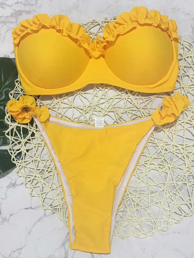 Ruffled Bra Cup Bikini