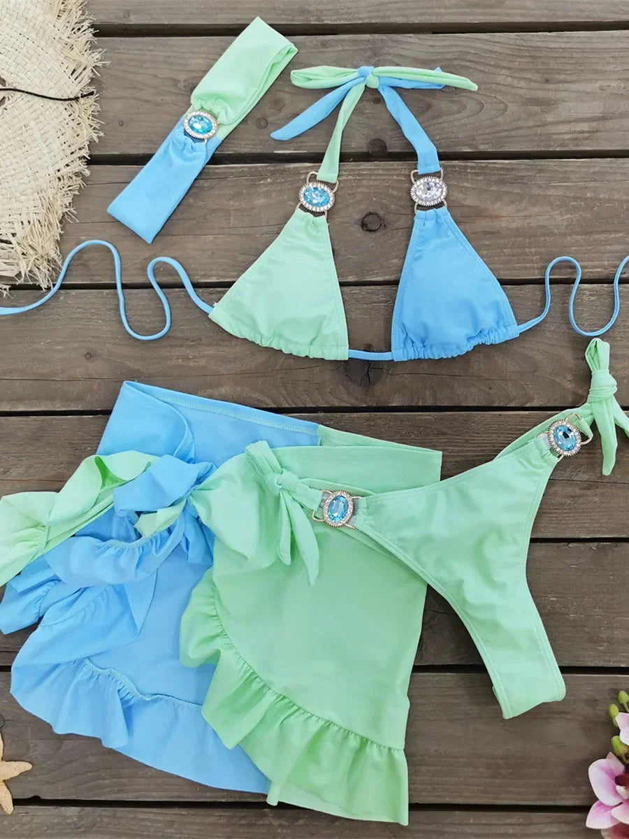 Sexy Skirt 4 Pieces Bikini Set