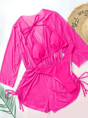 Sexy Long Sleeves Cover Up Bikini Set