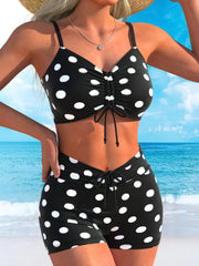 Vintage Black Polka Dot Print Bikini Set