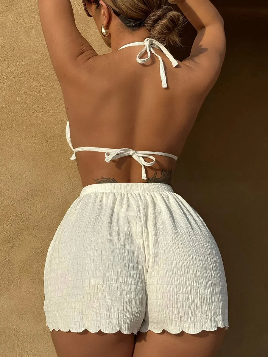 Ruffled Firlled Halter Bikini