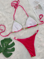 Splicing Halter Velvet Bikini