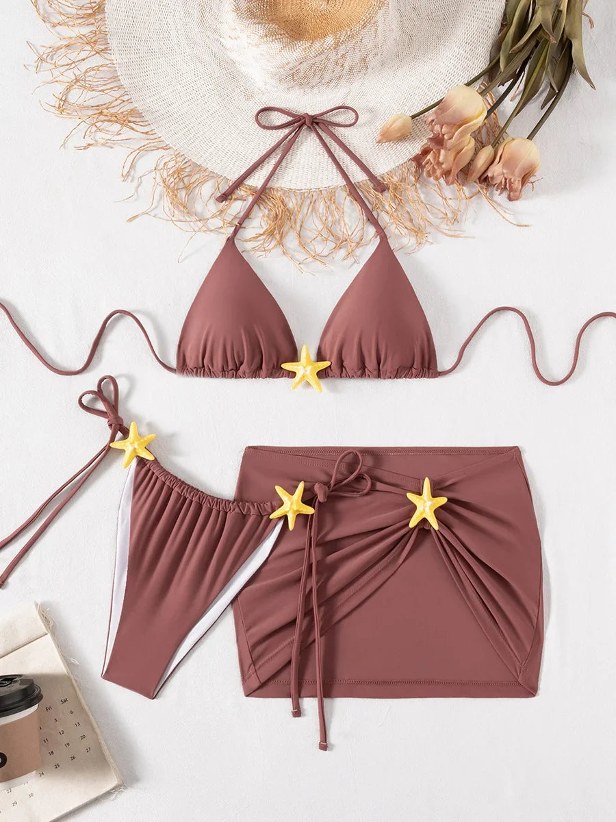 With Skirt Halter Brazilian Bikini