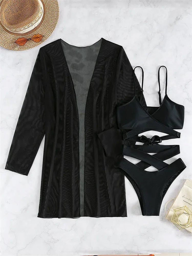 Black 3 Pieces Bikini Set