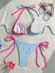 XS - L Splicing Halter 3D Flower Bikini
