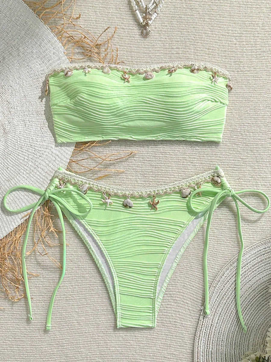 XS - XL Bandeau Wrinkled High Cut Bikini