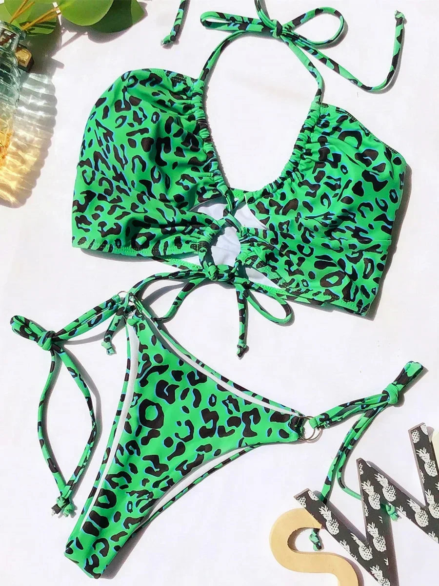 Sexy High Cut Leopard Bikini