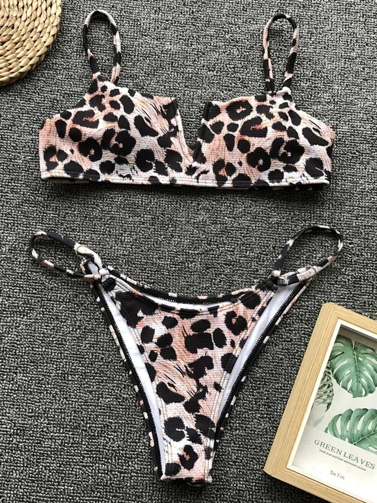 Ribbed Polka Dot Bikini