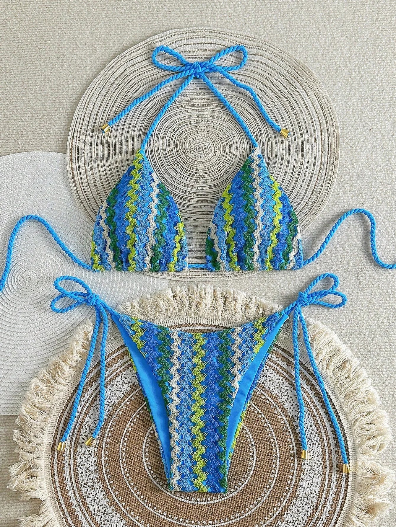 XS - L Mesh Knitted Rope Halter Brazilian Bikini