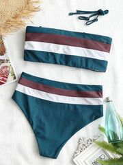 Sexy Striped Bandeau Bikini