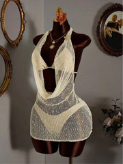 Sexy Mesh Dress 3 Piece Bikini Set
