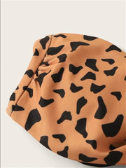 Front Lace Up Tie Bandeau Leopard Swimsuit