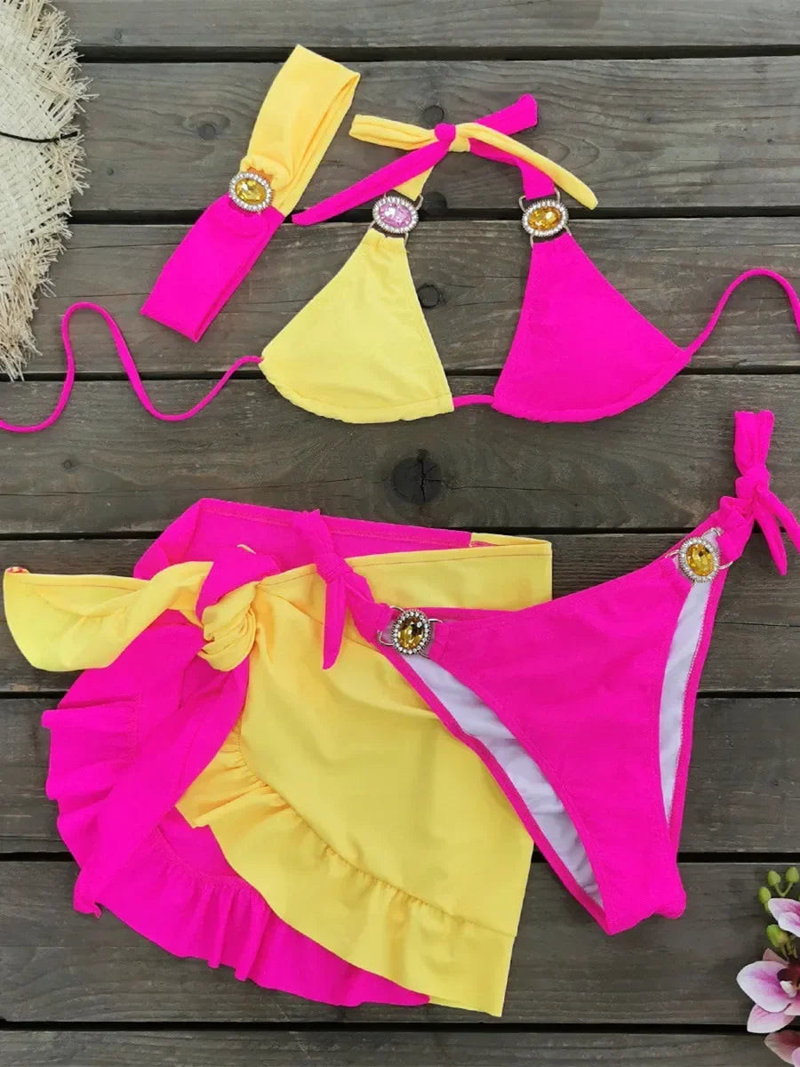 Sexy Skirt 4 Pieces Bikini Set