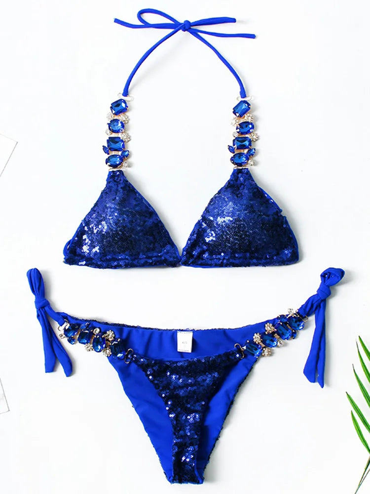 Shiny Sequins Rhinestone Diamond Bikini