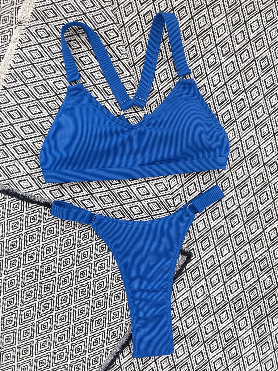 Sexy Ribbed Micro Thong Bikini