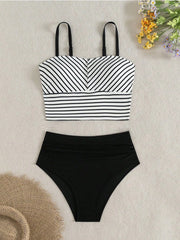 Vintage Black Striped Bikini