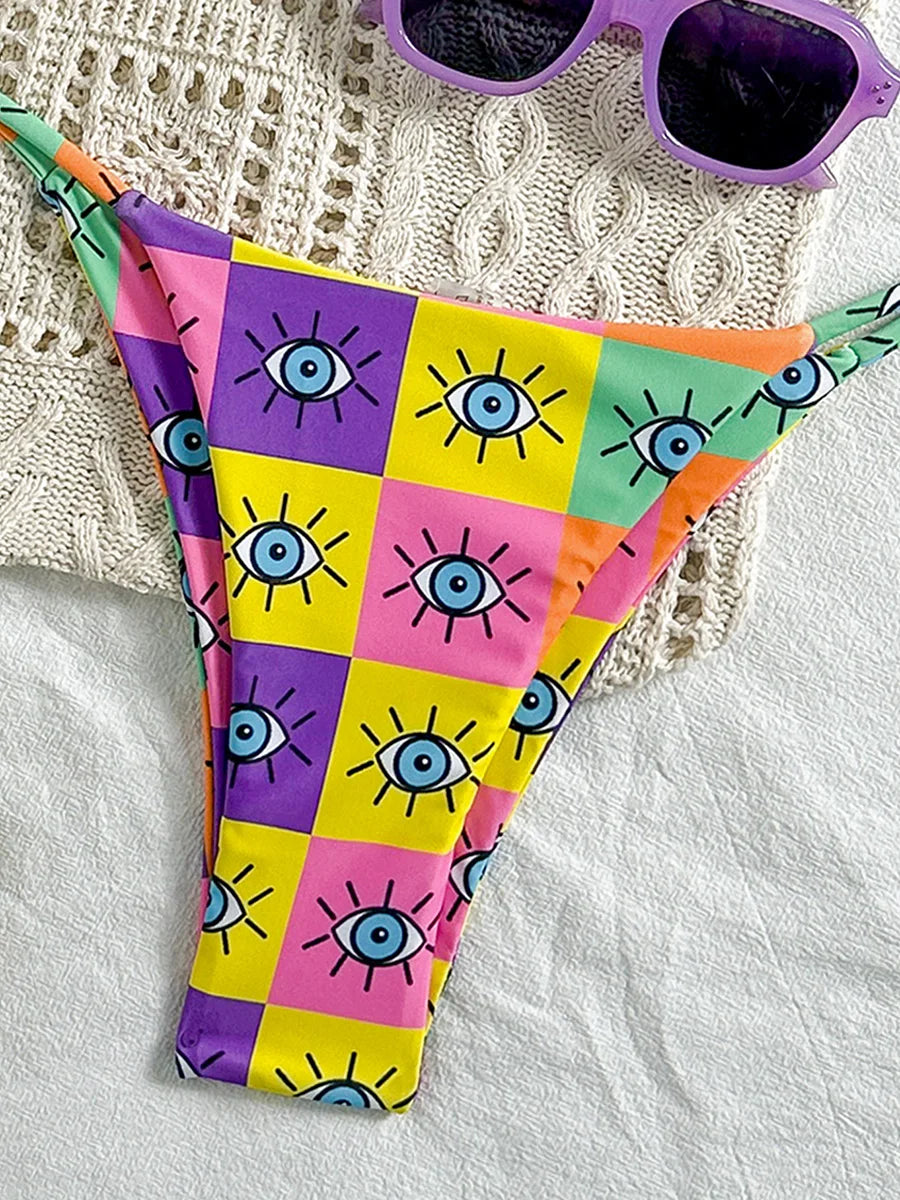 Colorful Printed Halter Bikini