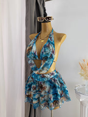 Vintage Blue Tie Dye Gradient Bikini Set