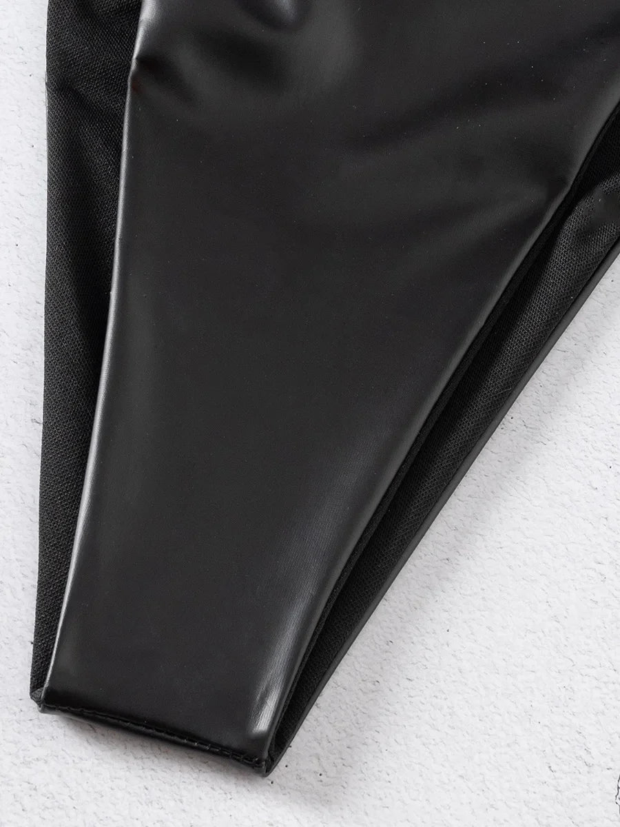 PU Faux Leather Mini Micro Thong Bikini