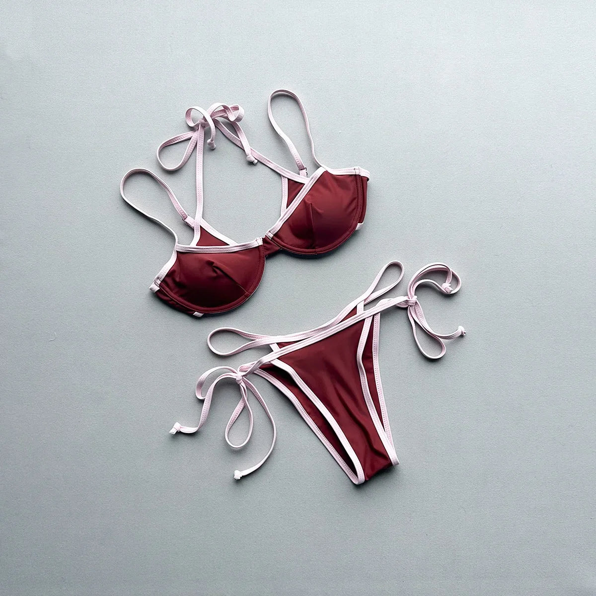 Sexy Red Patchwork Micro Bikini