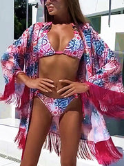 Snake Print Halter Crystal Diamond Bikini