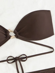 With Sarong Skirt Bandeau Bikini