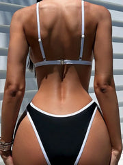 Splicing Contrast Mini Bra Brazilian High Cut Bikini