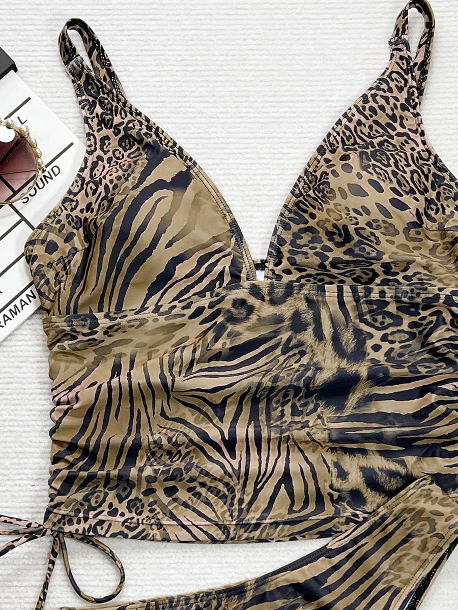New Leopard Tankini V Neck Bikini