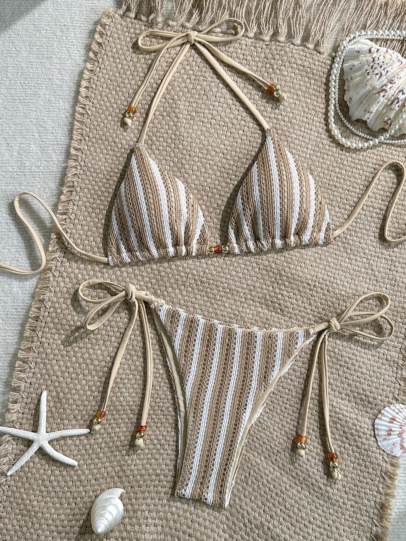 Sexy Pink Striped Micro Bikini Set