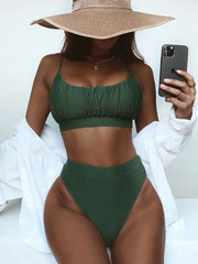 Wrinkled Ruched High Waist Bikini