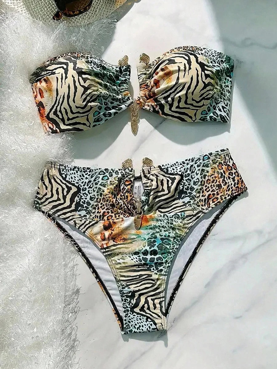 S - XL Leopard Bandeau Bikini