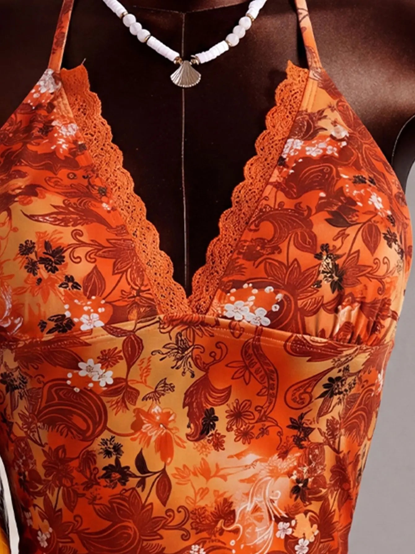 Sexy Orange Floral Print Bikini Set