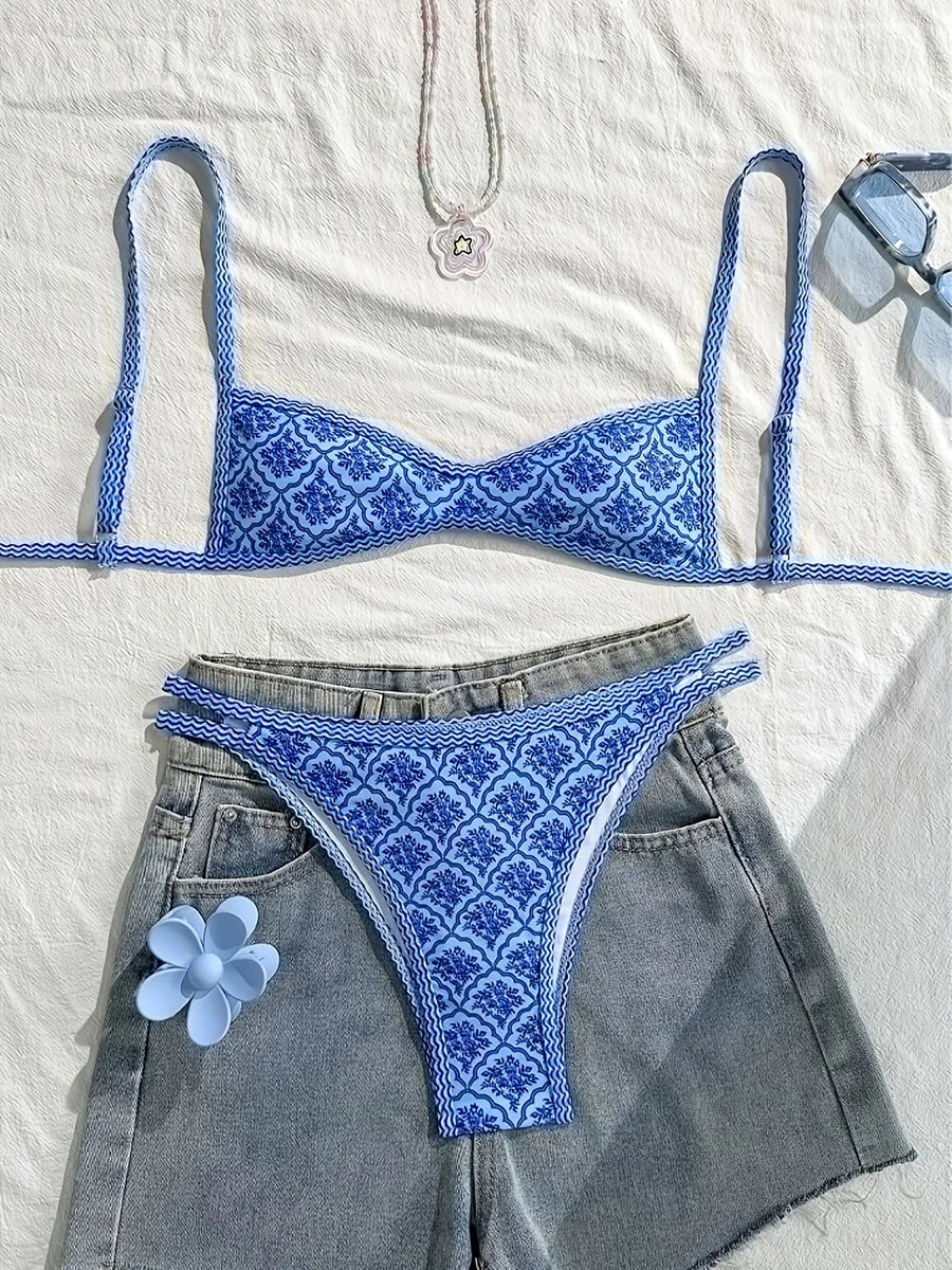 XS - XL Flowers Printed High Cut Bikini