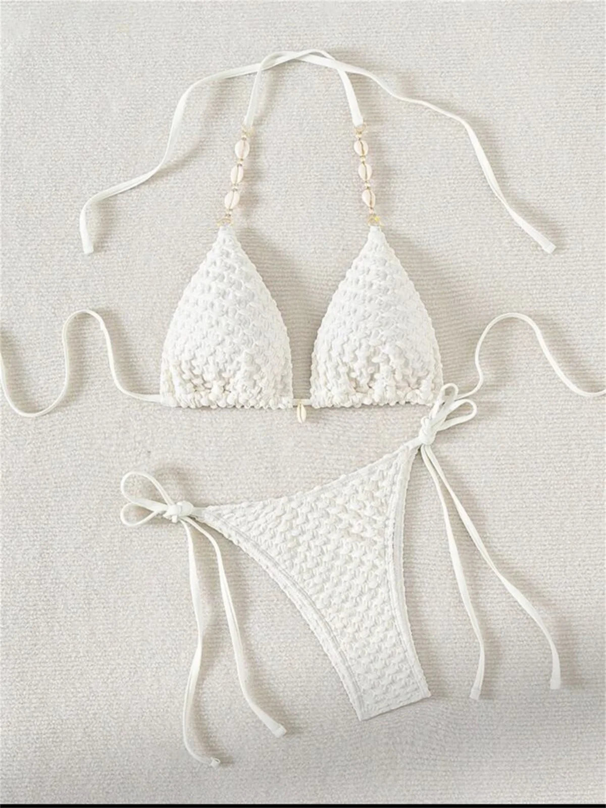 Sexy White Shell String Bikini
