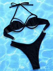 Halter Mesh Sheer Underwired V-Bar Bikini