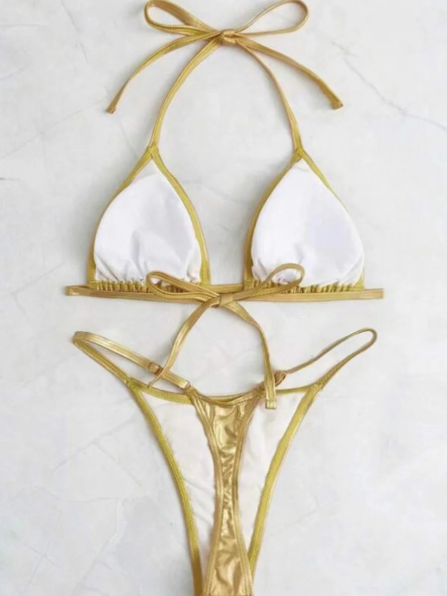Halter PU Leather Extreme Mini Micro String Bikini