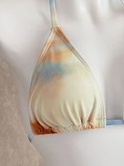 Sexy Beige Tie Dye Gradient Bikini Set