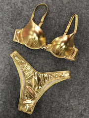Shiny PU Faux Leather Bikini