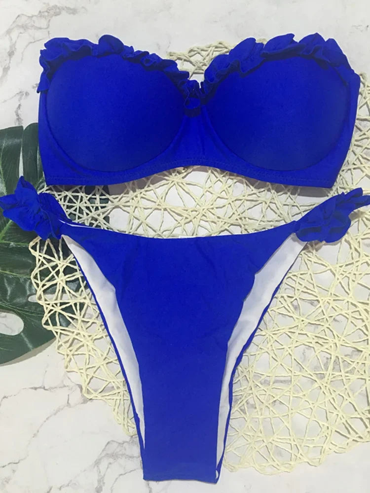Ruffled Bra Cup Bikini