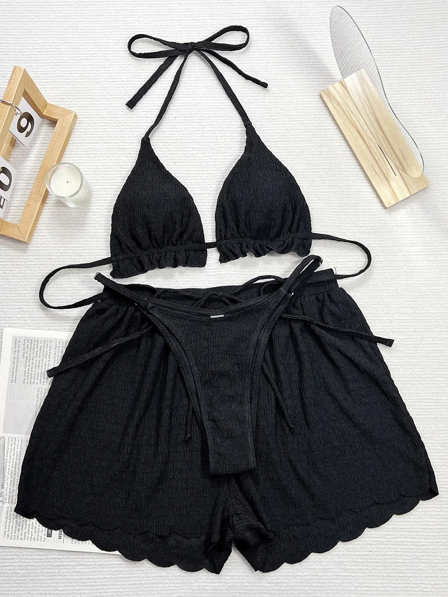 Ruffled Firlled Halter Bikini