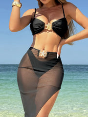With Mesh Skirt High Cut Brazilian Bikini