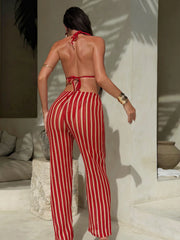 Vintage Red Striped Bikini Set