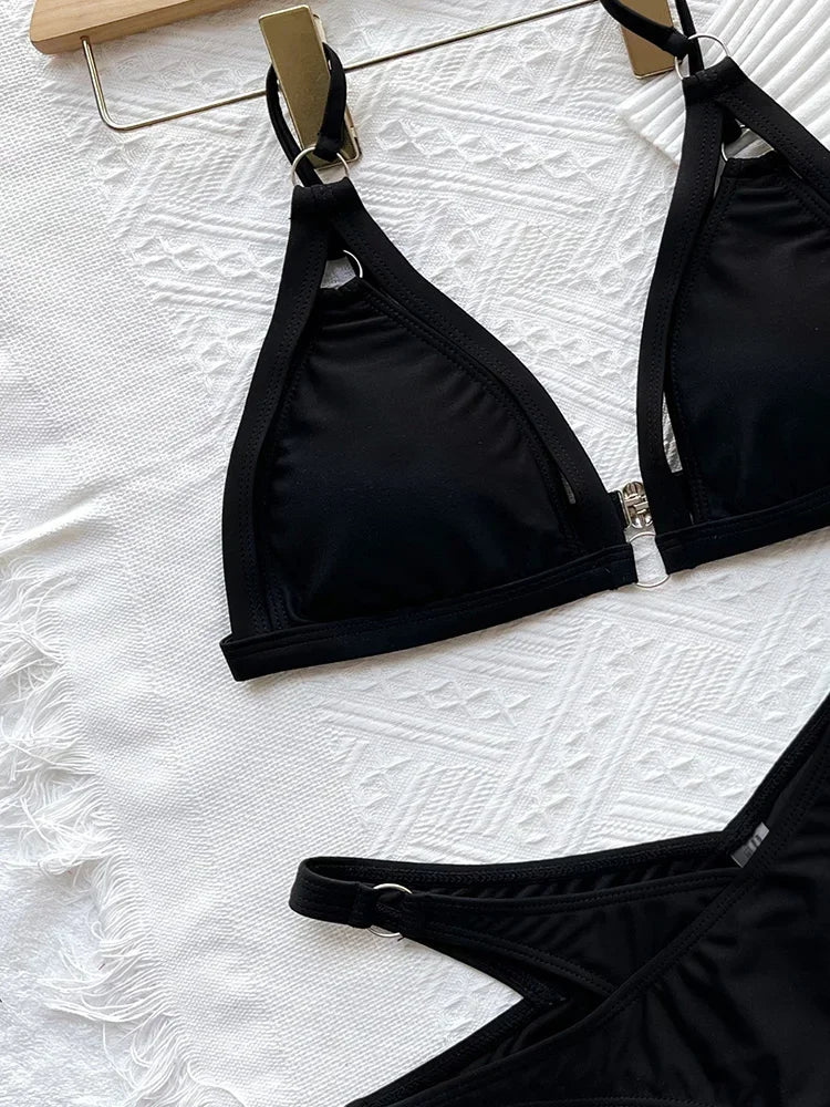 Sexy Cut Out Strappy High Cut Bikini