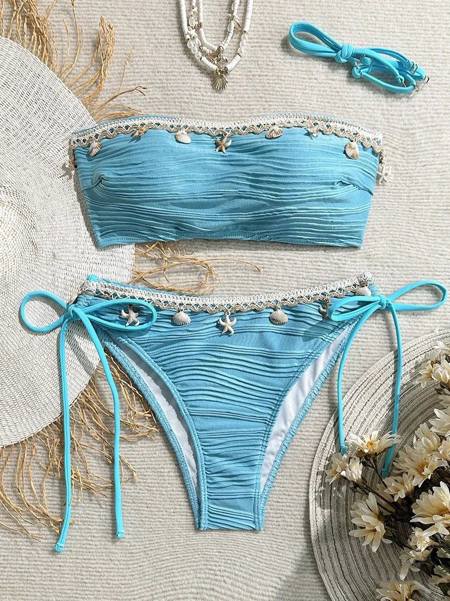 XS - XL Bandeau Wrinkled High Cut Bikini