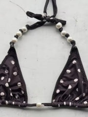 Sexy Black Polka Dot Print Bikini Set
