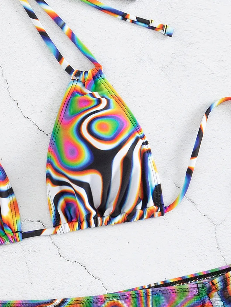 Sexy Black Striped Bikini Set