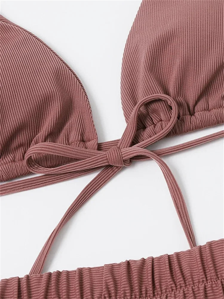Sexy Front Tie 3 Piece Bikini Set
