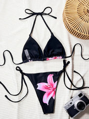 Sexy Floral Printed Halter Bikini