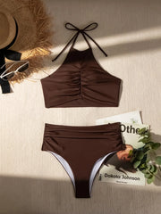 Sexy Halter Pleate Bikini Set