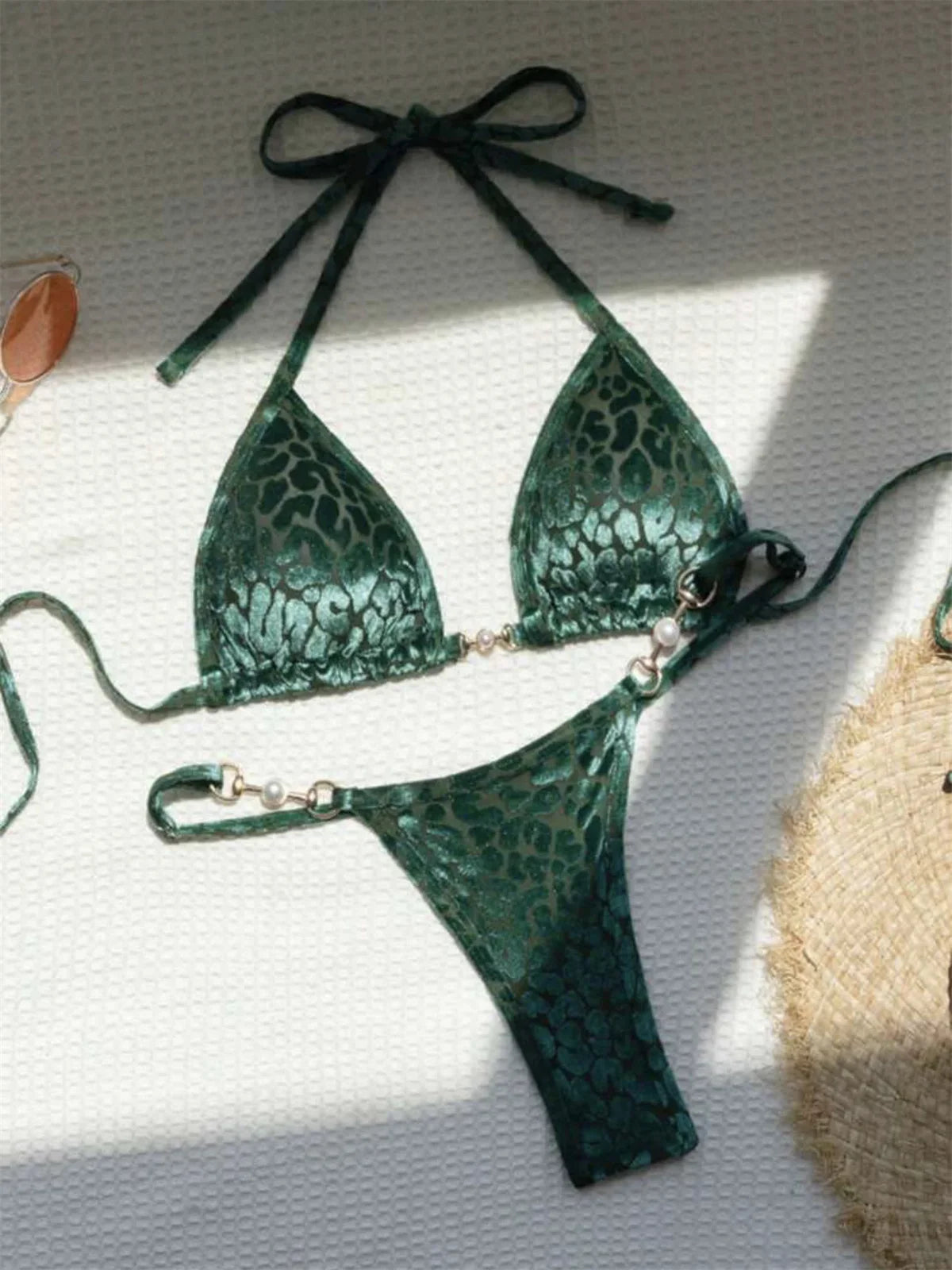 Sexy Green Leopard Print Bikini Set